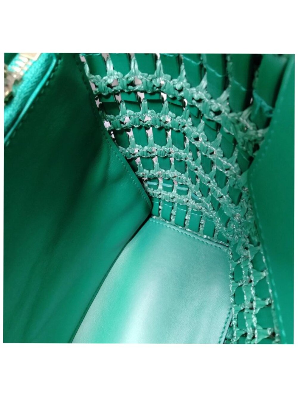 Authentic Salvatore Ferragamo Studio Woven Leather Tote Bag Green Gancini Luxury - Picture 10 of 16